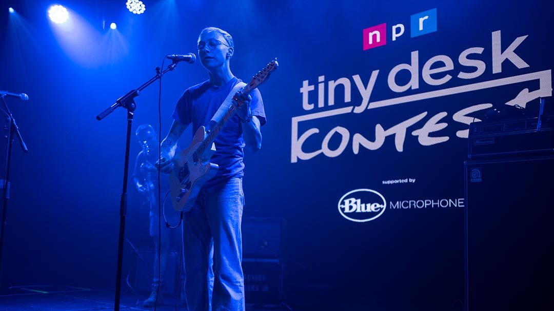 2019 Tiny Desk Contest winner and guitarist Quinn Christopherson performs on stage with bandmate Nick Carpenter