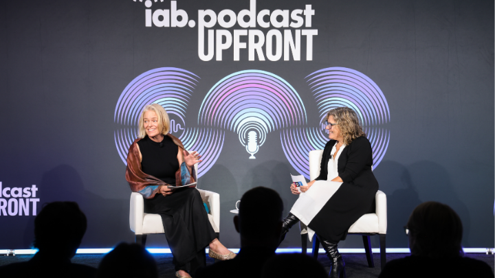 Katherine Maher and Nadine Zylstra at the IAB Podcast Upfront